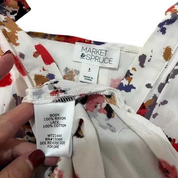 Market & Spruce SMALL Cassie Crochet Detail Top - Stitch Fix Sleeveless Blouse - Picture 4 of 11